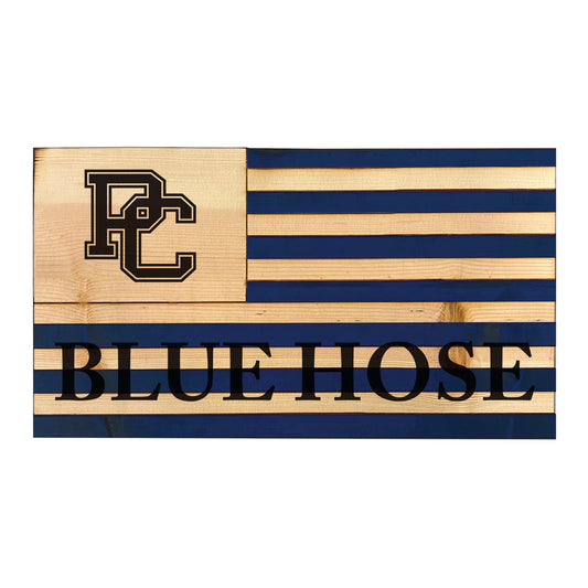 Blue Hose Wooden Flag