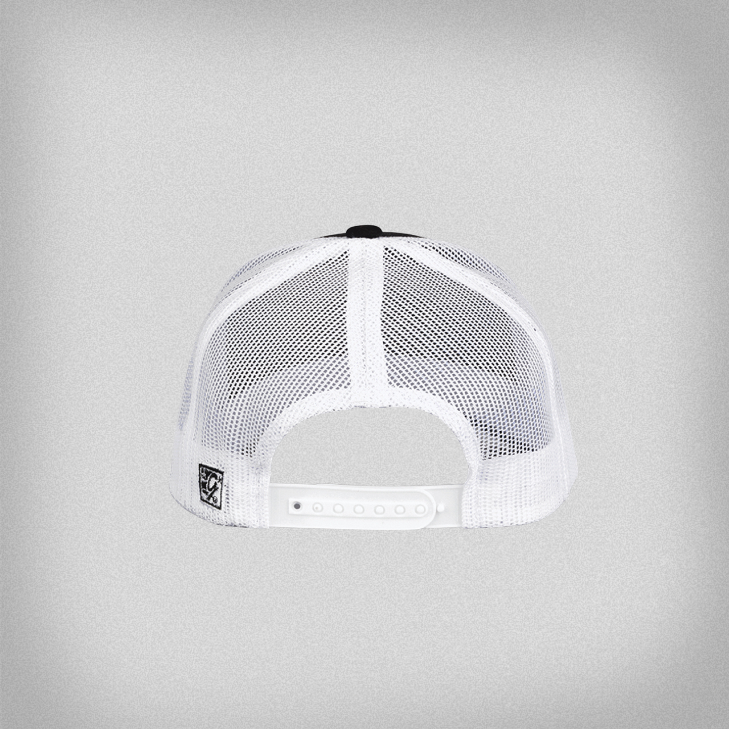 back view of the black trucker hat.