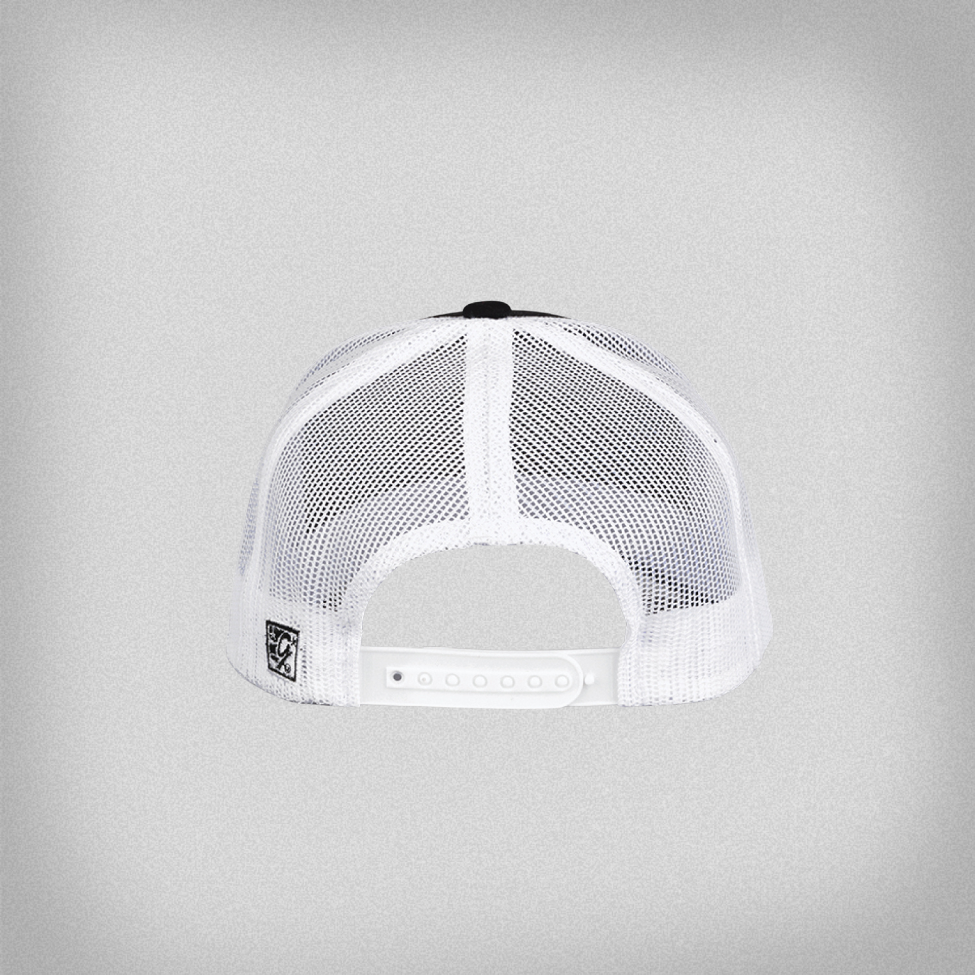 back view of the black trucker hat.