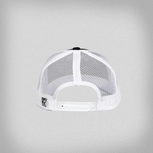 back view of the black trucker hat.