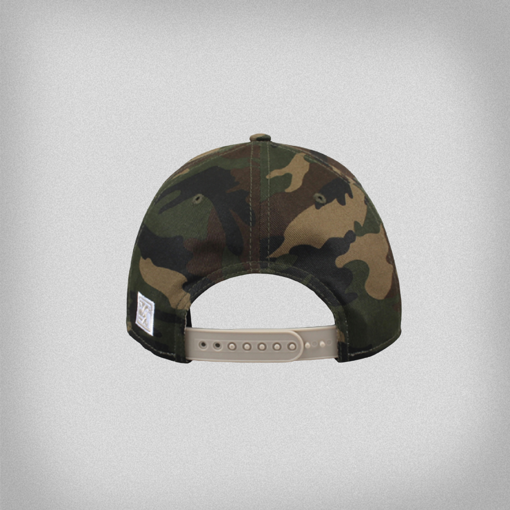 Camouflage snapback cap from the back