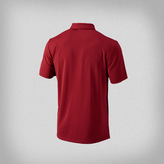 Back view of the garnet columbia polo