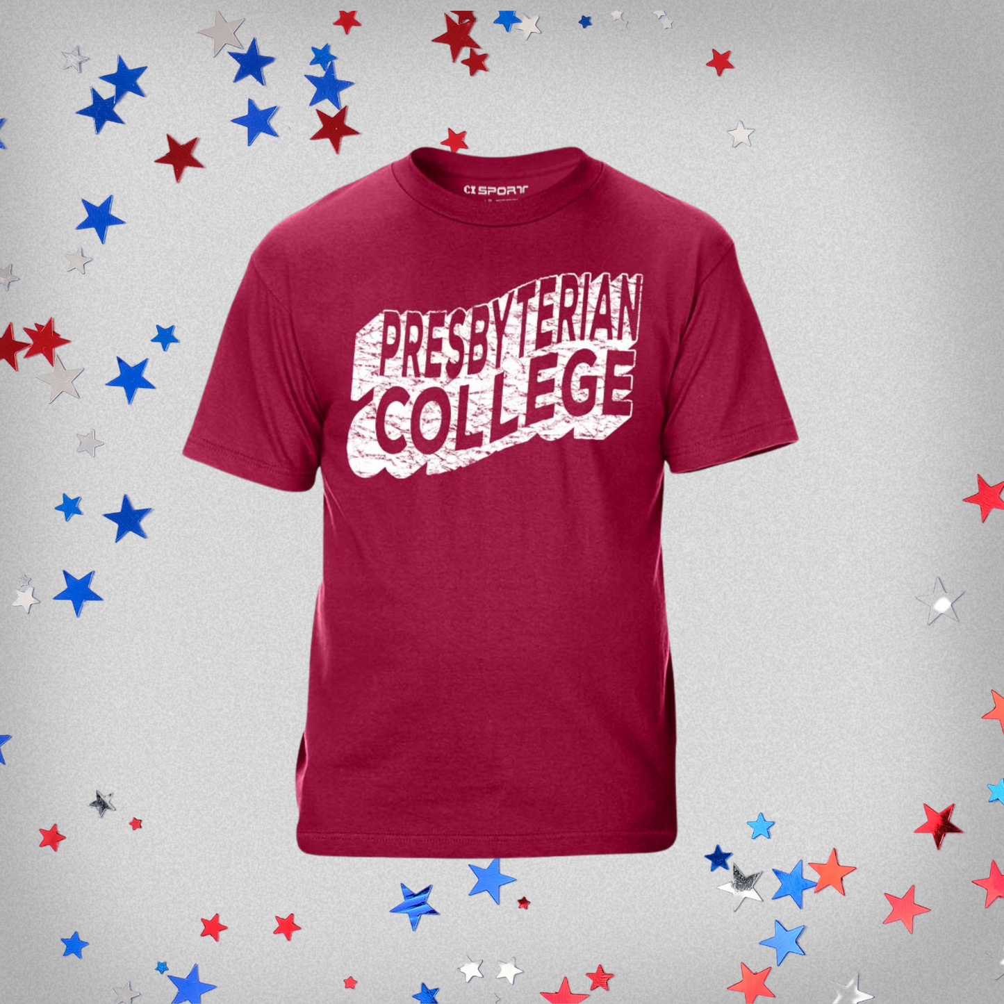 Garnet Wavy Presbyterian College Tee