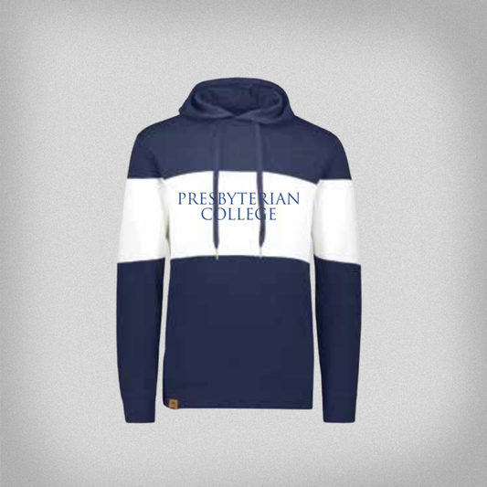 Navy and white hoodie with 'Presbyterian College' on the front
