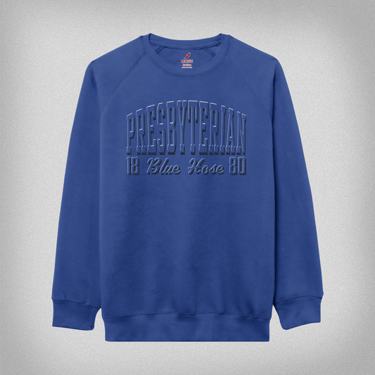Royal Embroidered Blue Hose Debossed Crewneck - Unisex