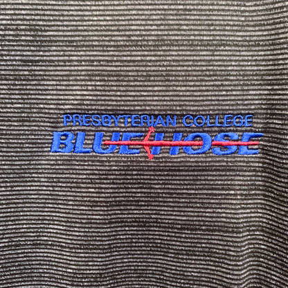 Detail shot of the embroidered athletic Blue Hose wordmark.