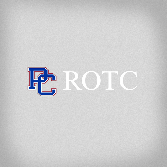 decal with a block pc logo in blue and red with 'ROTC" in white