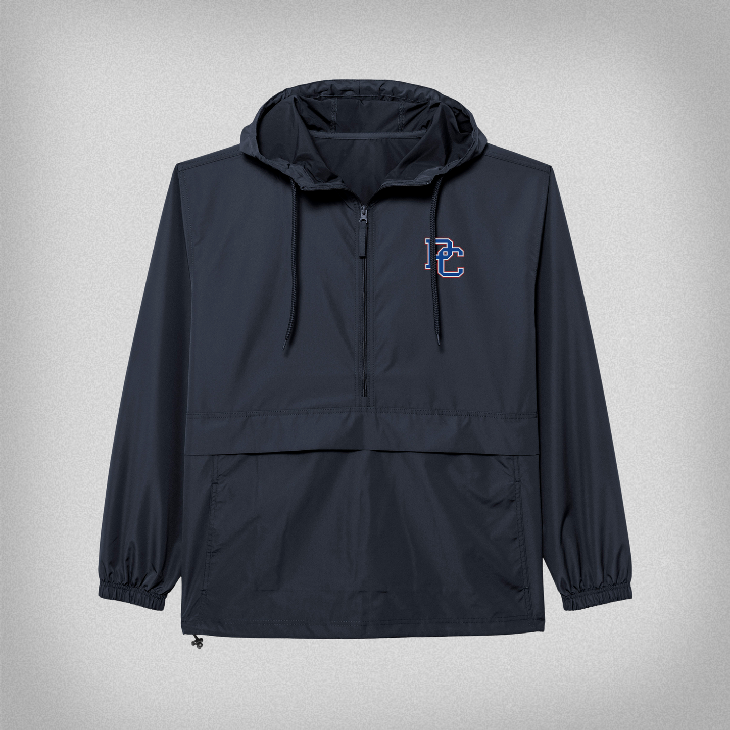 Navy anorak jacket with PC logo on the left front chest.