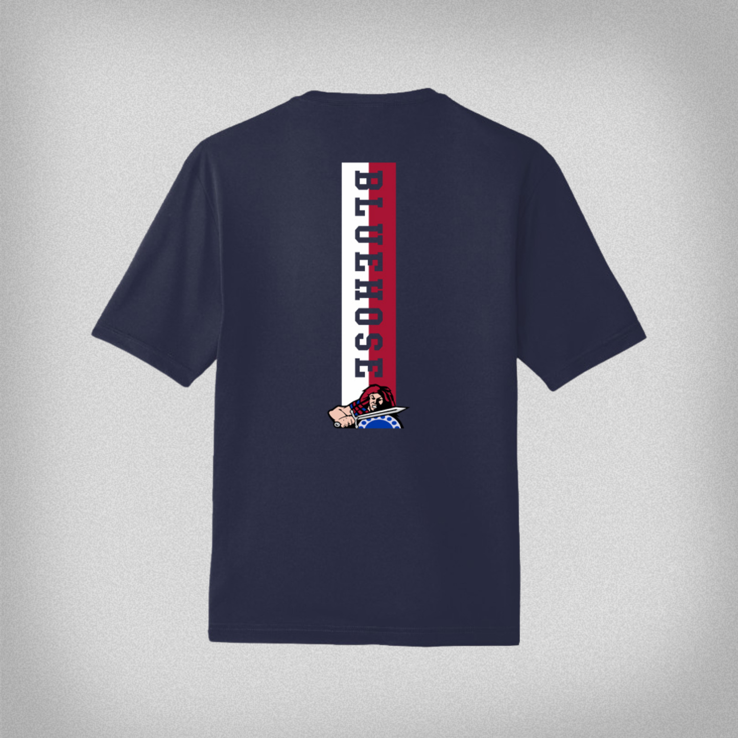 Navy blue t-shirt with 'BLUE HOSE' design on the back 